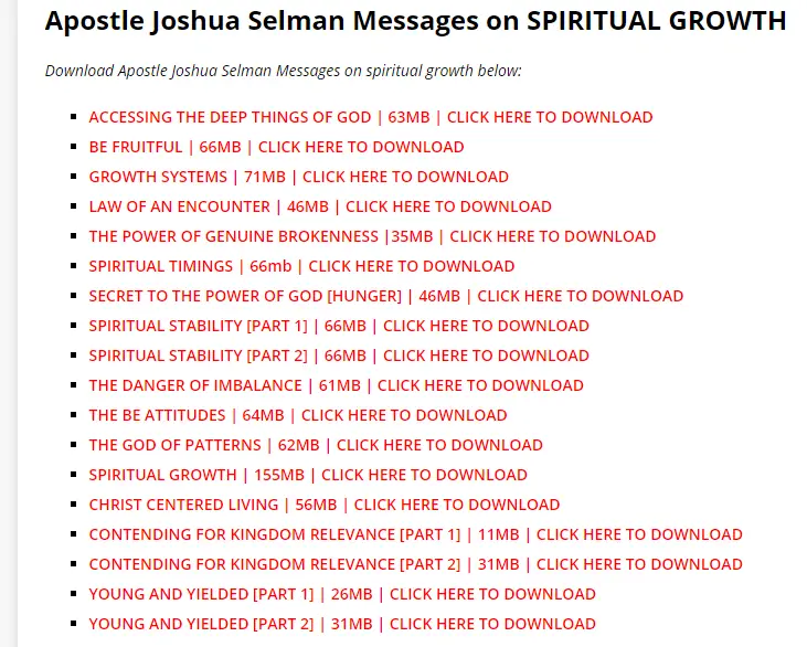 download apostle selman messages