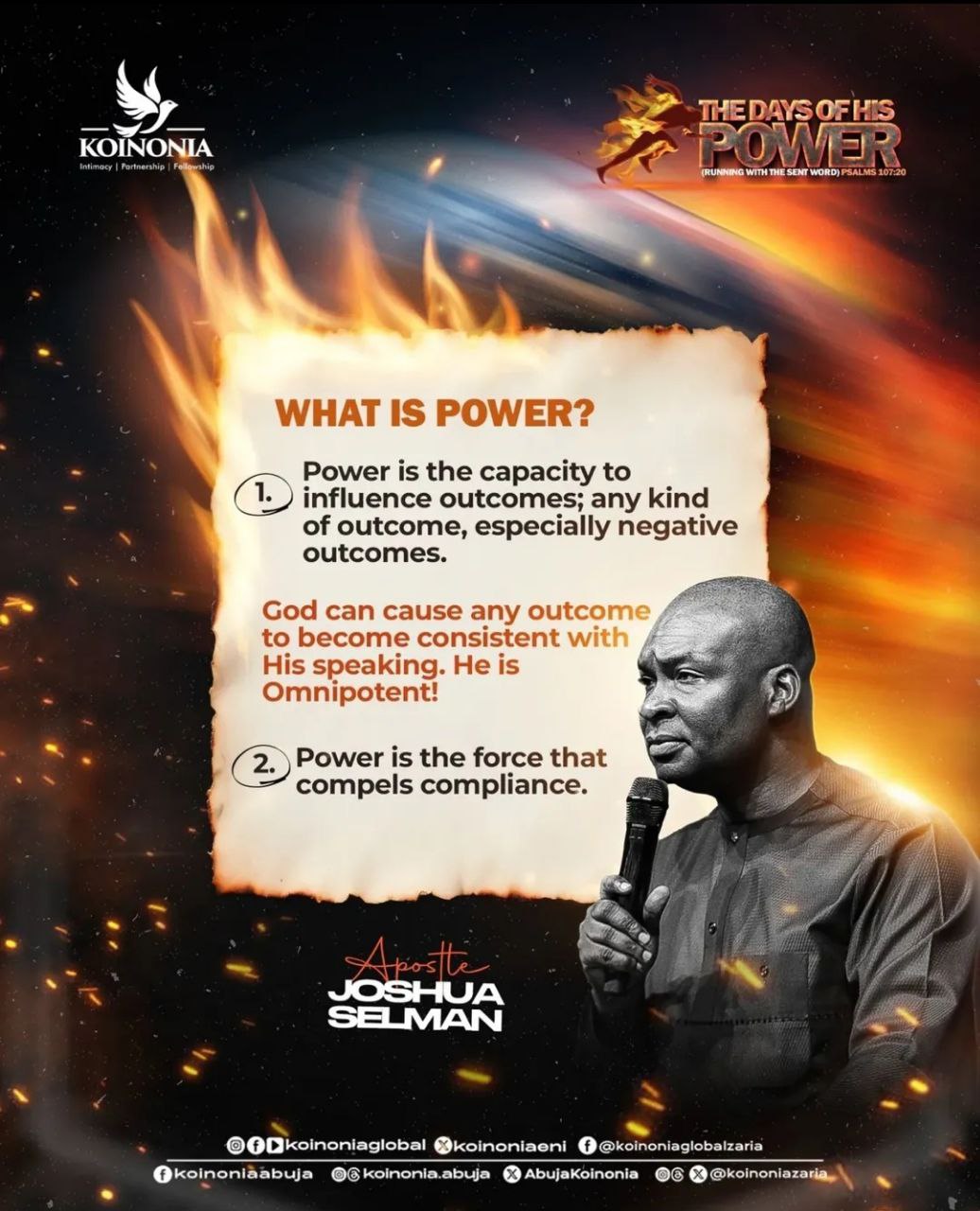 DOWNLOAD MP3: THE DAYS OF HIS POWER (RUNNING WITH THE SENT WORD) BY Apostle Joshua Selman JANUARY 19, 2025 1